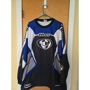 Thor Motocross Jersey Mens 2XL Blue Phase Racing Graphic Long Sleeve Y2K Moto